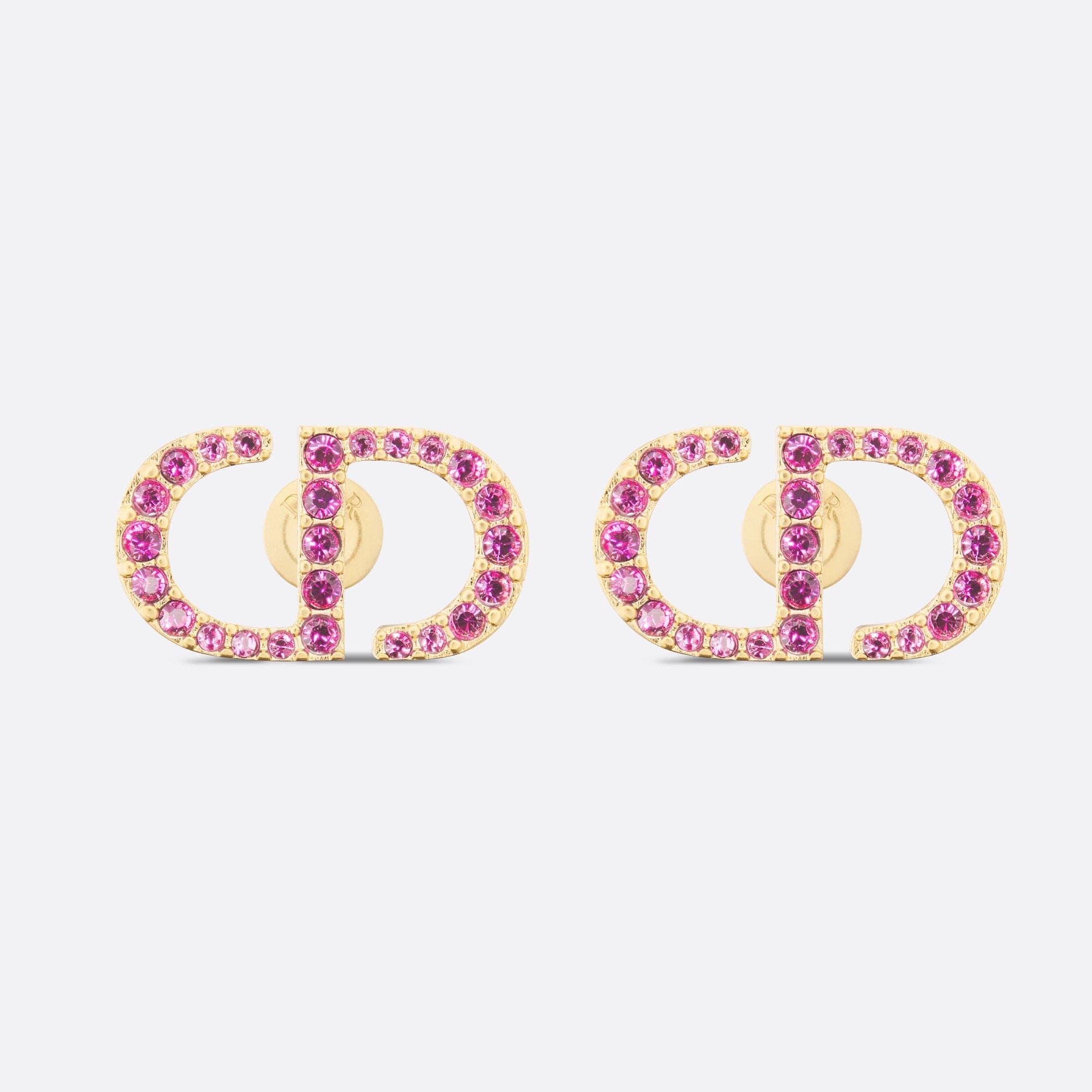 18K Petit Dior Stud Fuchsia Crystals Earrings