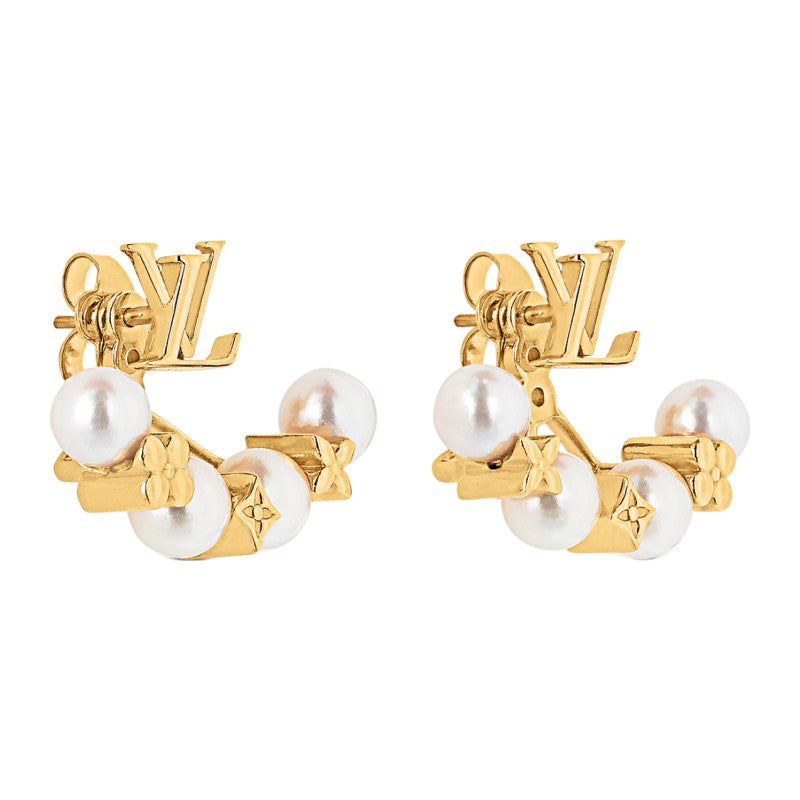 18K Louis Vuitton Monogram Pearls Earrings
