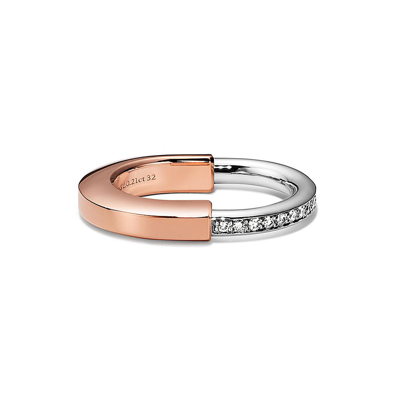 18K Tiffany Lock Diamond Rose Gold Ring