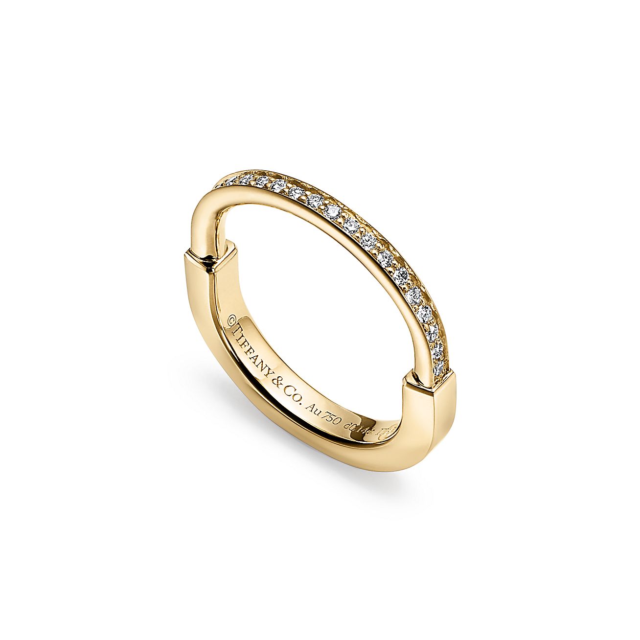 18K Tiffany Lock Diamonds Yellow Gold Ring