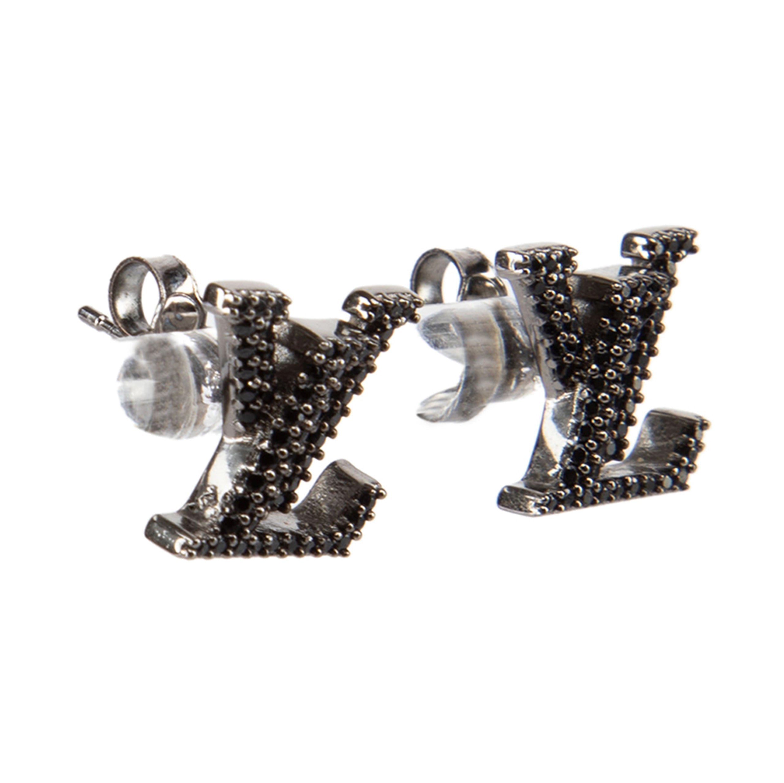 18K Louis Vuitton Iconic Black Crystal Stud Earrings