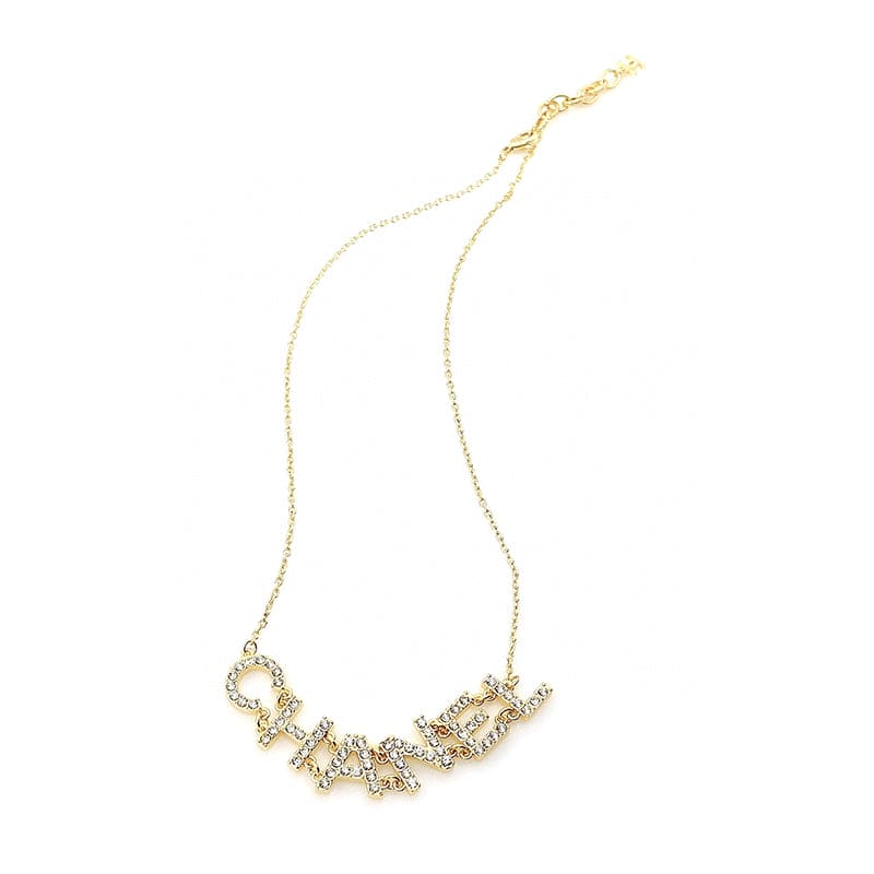 18K  Chanel Crystal 90's Icon Logo Necklace