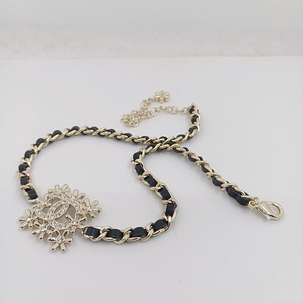 18K  Chanel Lambskin Choker Necklace