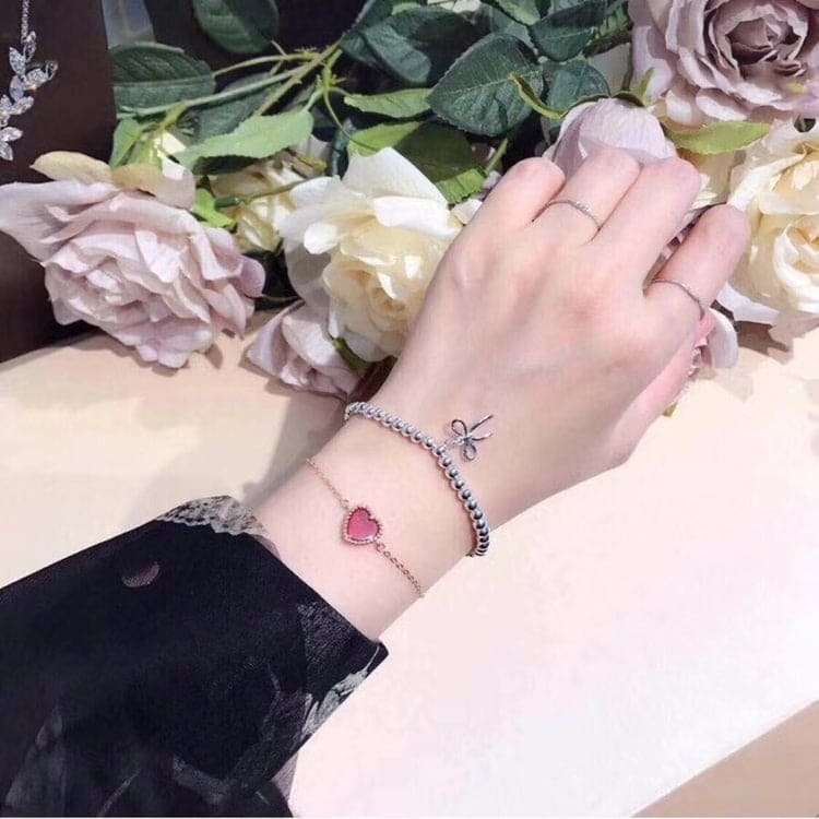 18K Tiffany Bow Charm Bead Bracelet