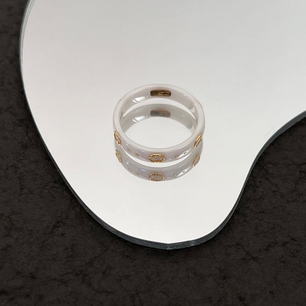 18K Double Gucci Icon White Zirconia Ring