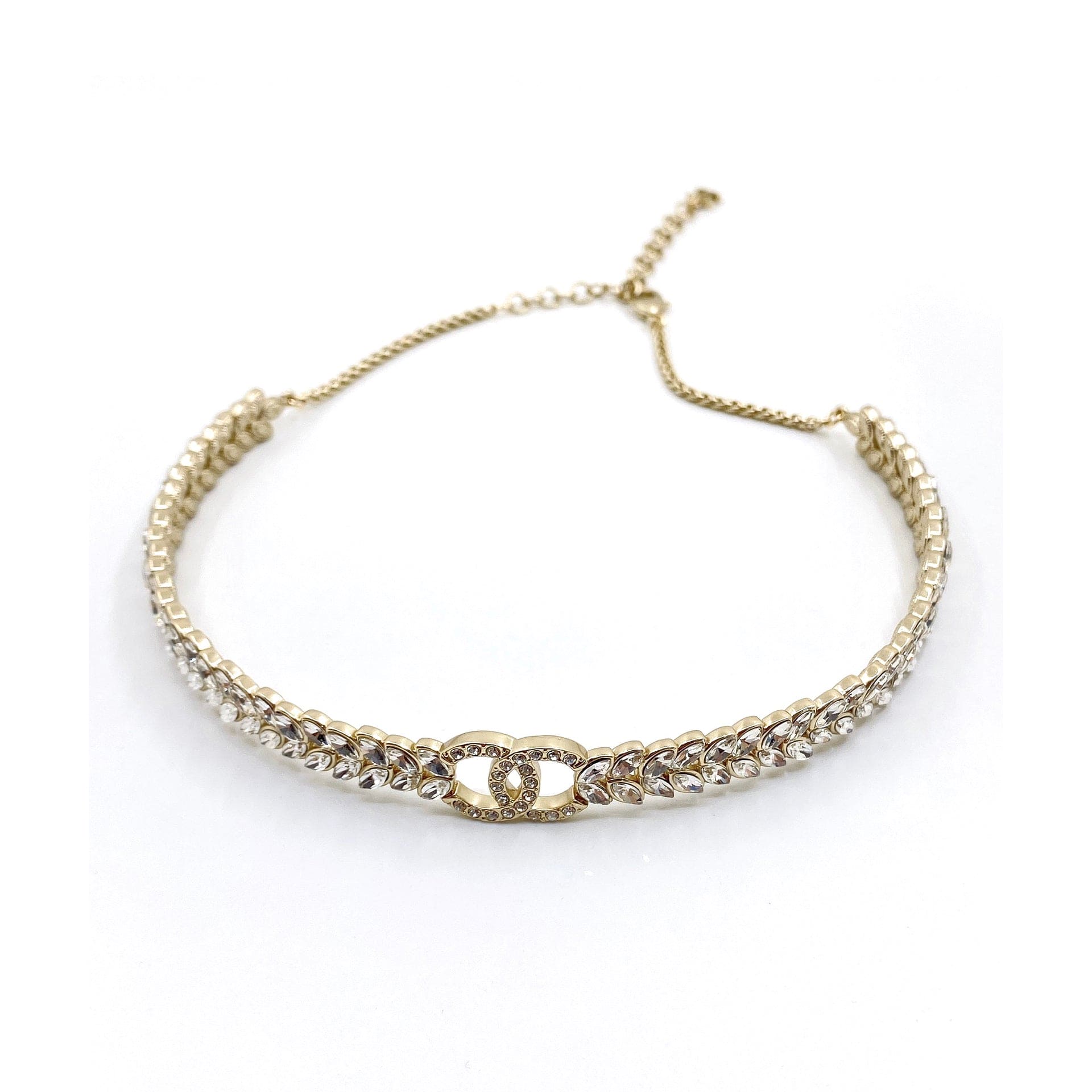 18K  Chanel Chain Choker Diamonds Necklace