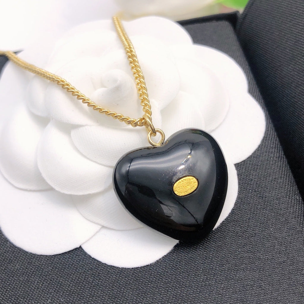 18K  Chanel Black Heart Necklace