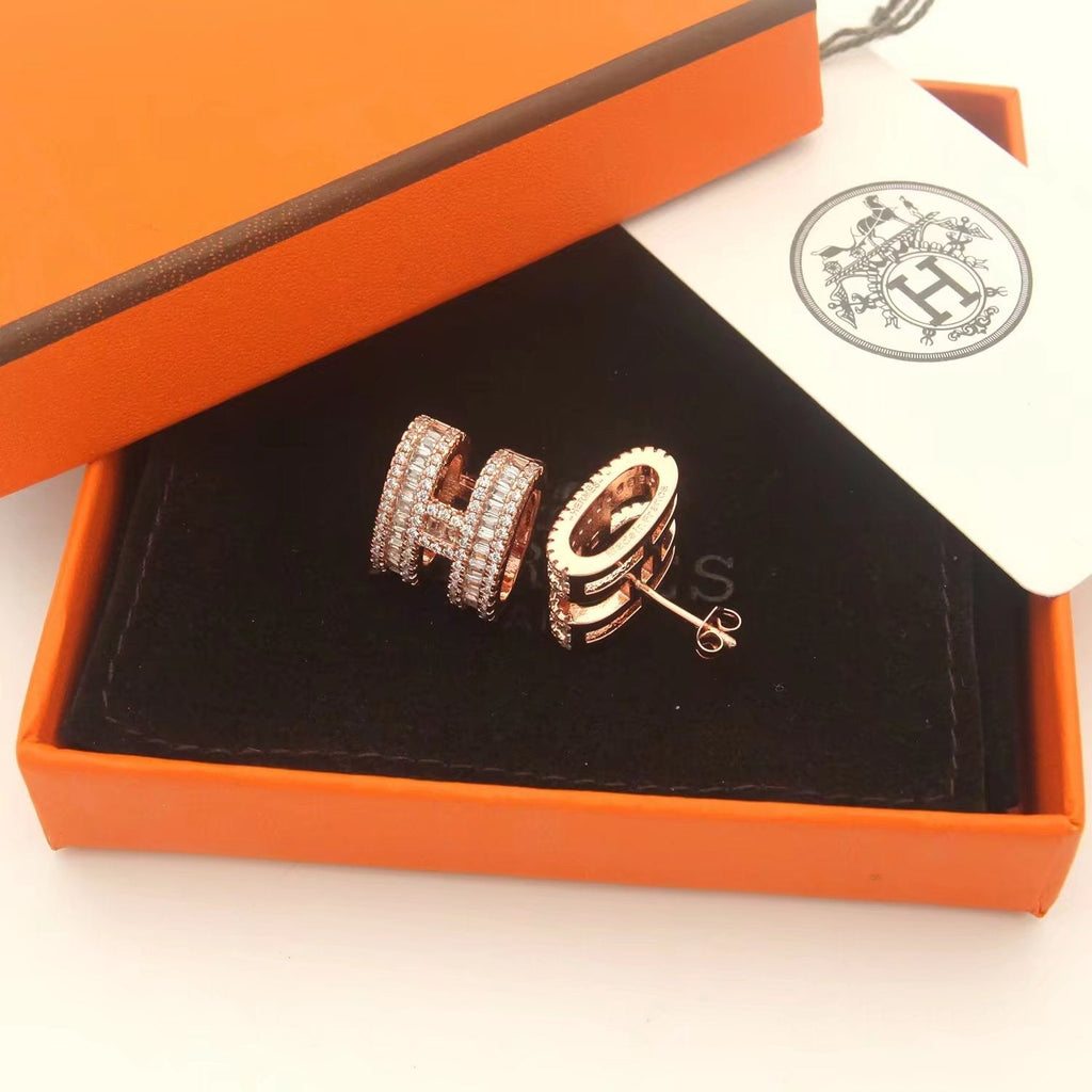 18K Pop Hermes Diamonds Earrings