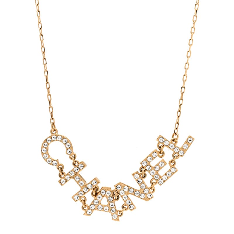 18K  Chanel Crystal 90's Icon Logo Necklace