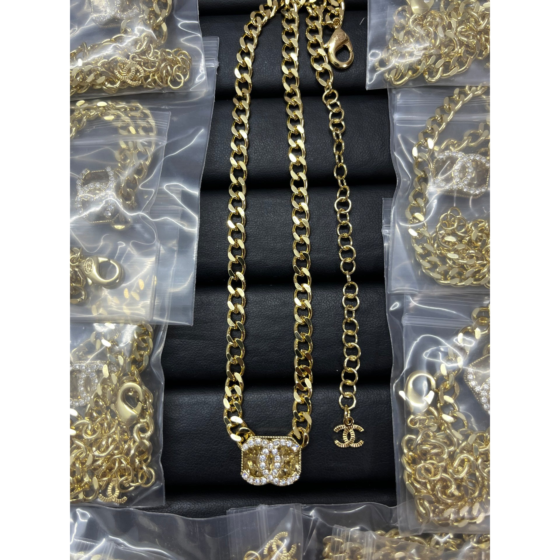 18K  Chanel Crystals Chain Necklace