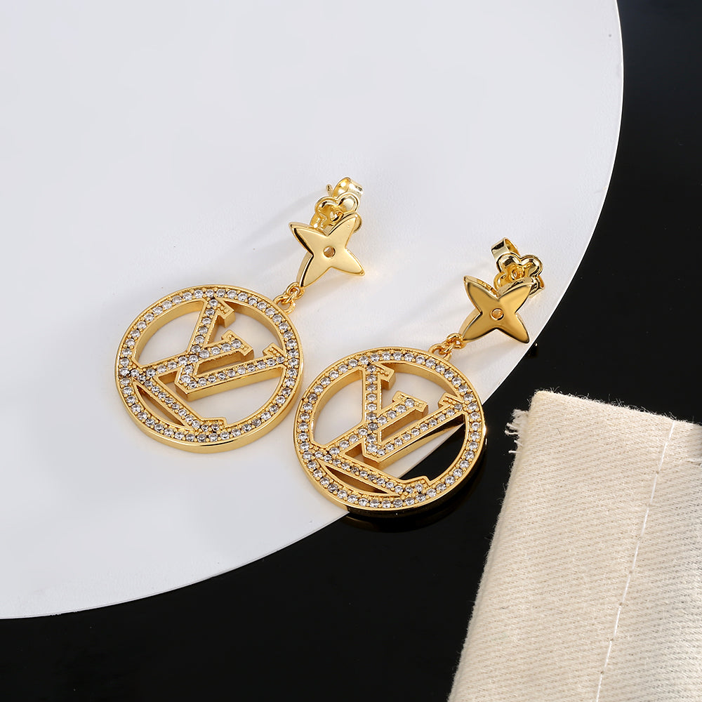 18K Louis Vuitton Star Pendant Earrings