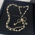 18K  Chanel Bow Tie Pearl Necklace