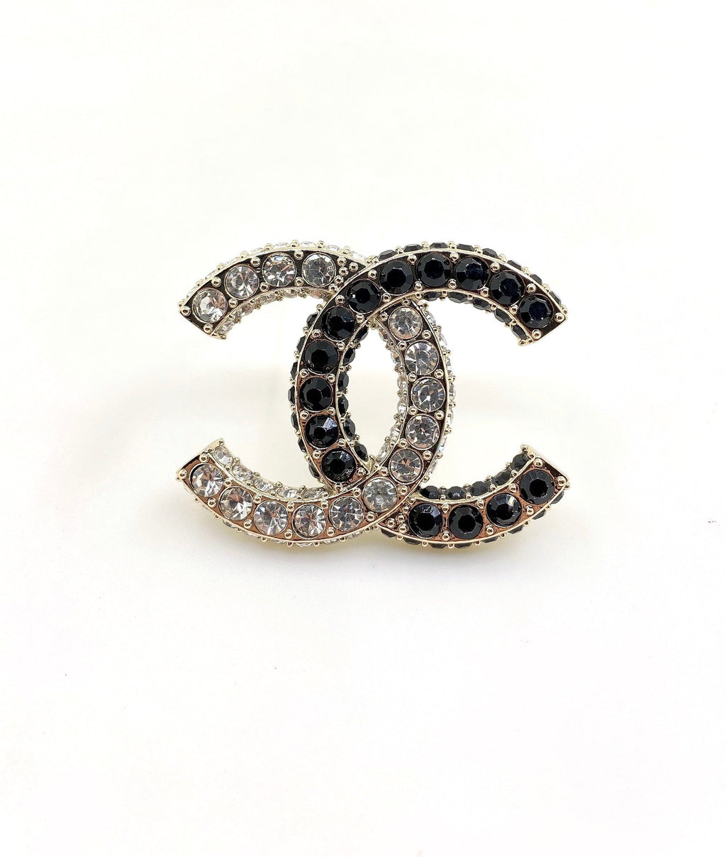 18K  Chanel Black & White Crystals Brooch