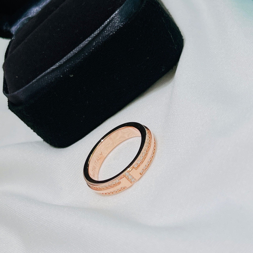 18K Tiffany Narrow Pave Diamond Ring