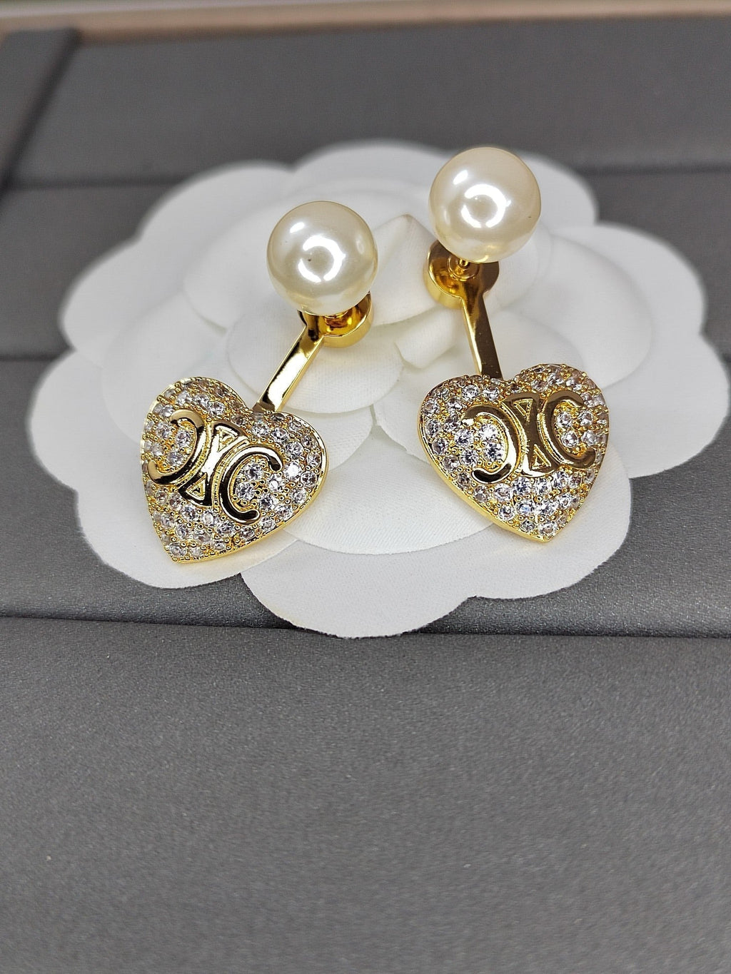 18K Celine Diamond Heart Earrings