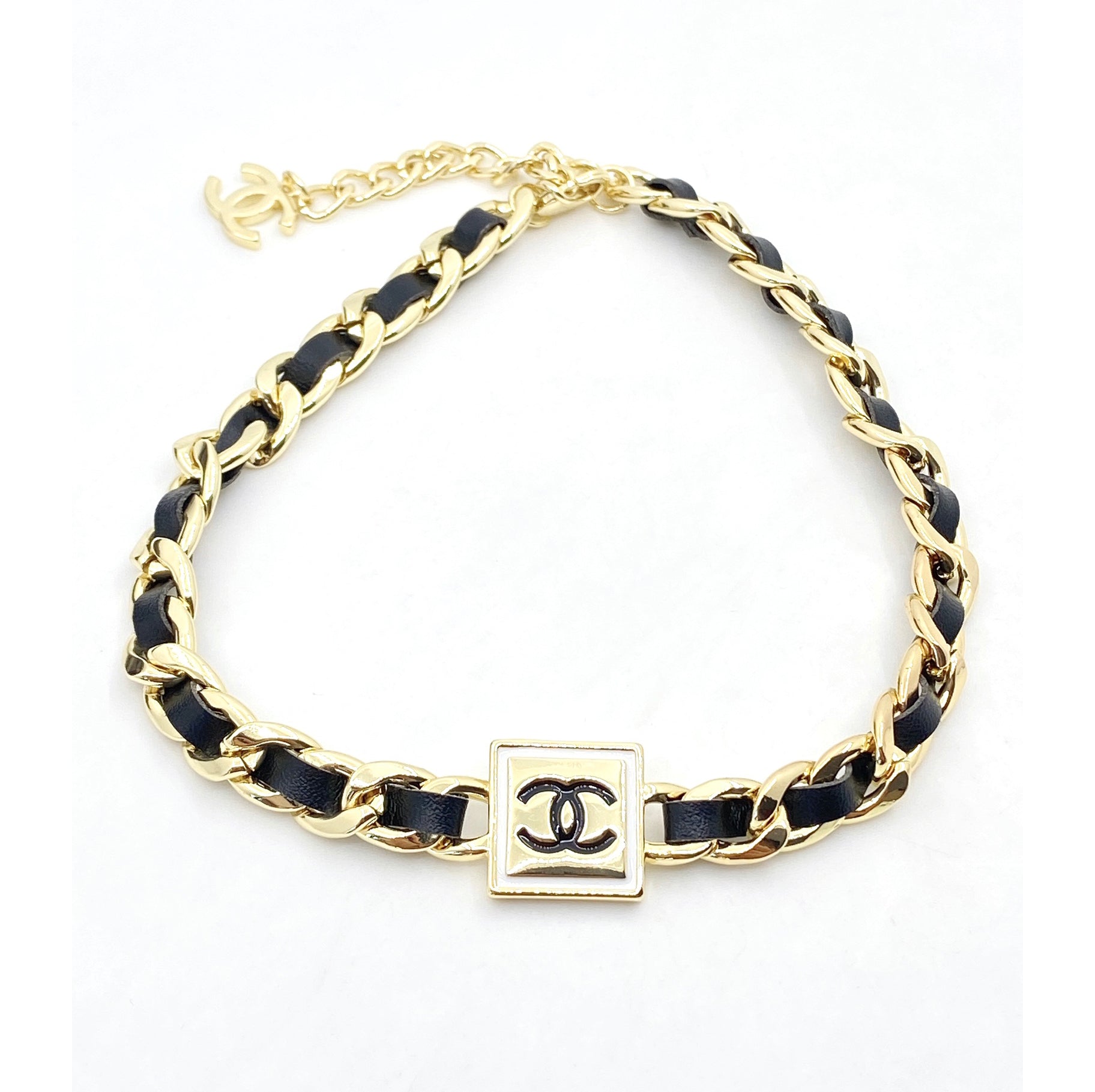 18K  Chanel Leather Necklace