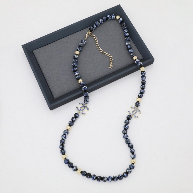 18K  Chanel Black Pearl Long Necklace