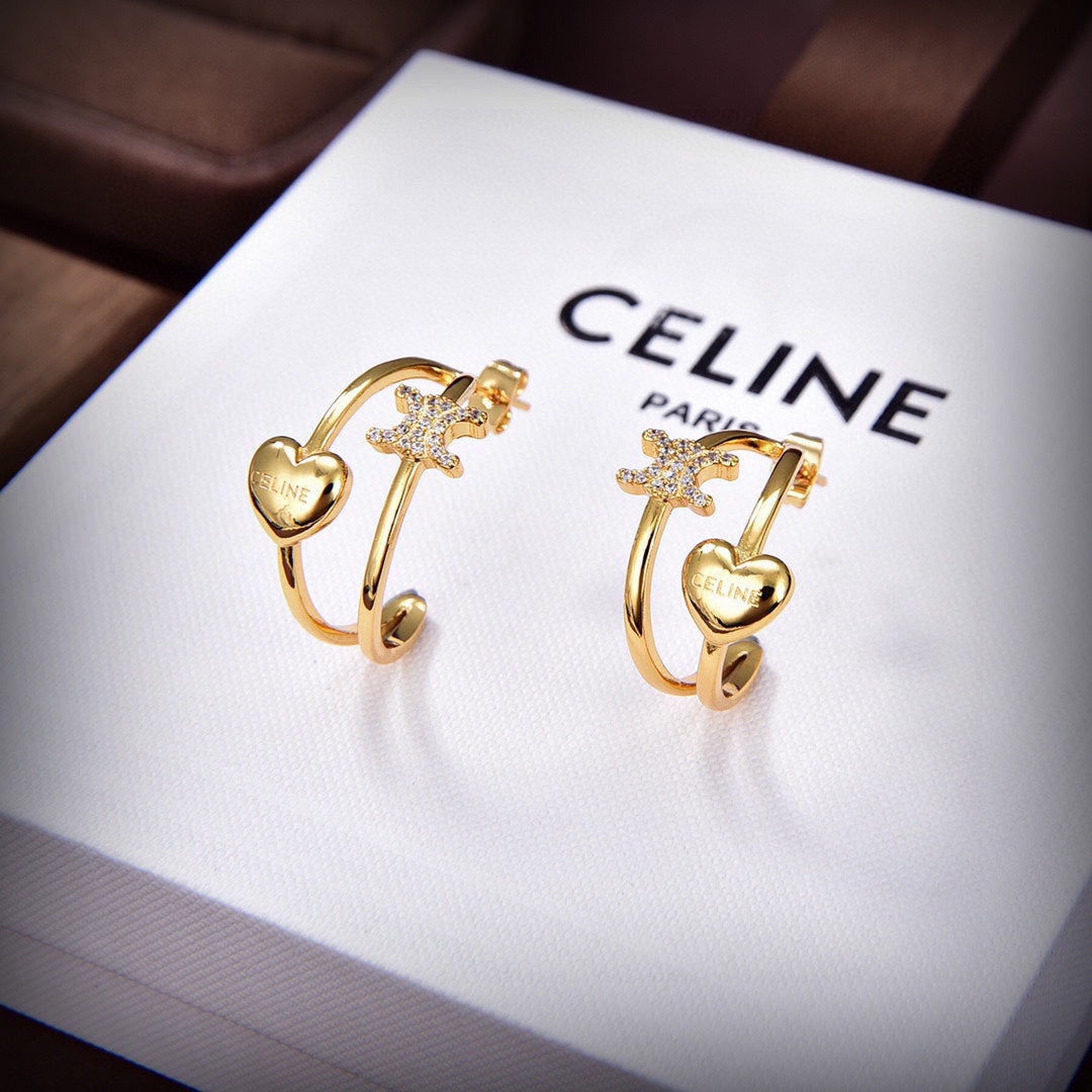 18K Celine Heart Earrings