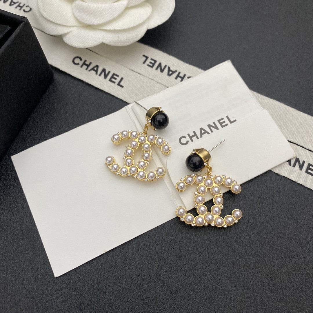 18K Pearl  Chanel Pendant Earrings