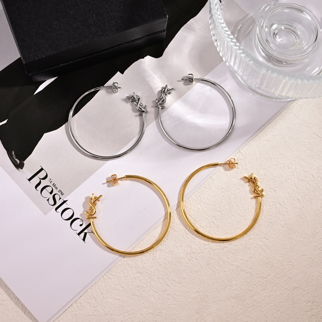 18K YSL Circle Gold Earrings