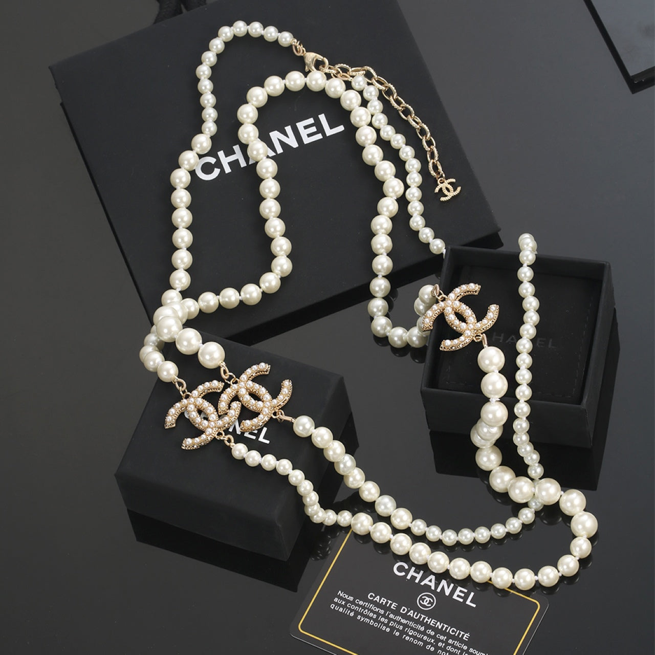 18K  Chanel Long Pearls Necklace
