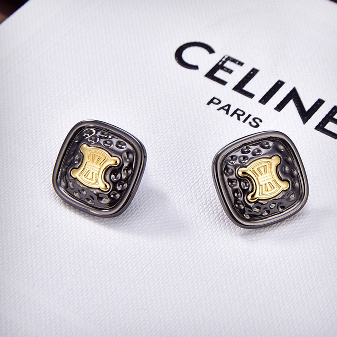 18K Celine Black Gold Earrings