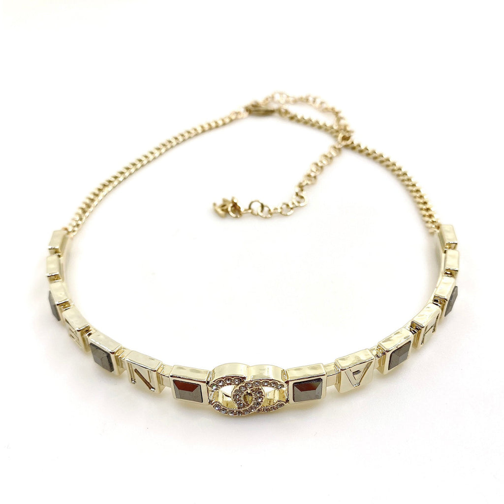 18K  Chanel Gray Crystals Necklace