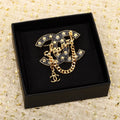 18K  Chanel Black Chain Brooch