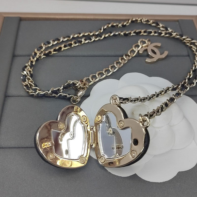 18K  Chanel Black Heart Gold Necklace