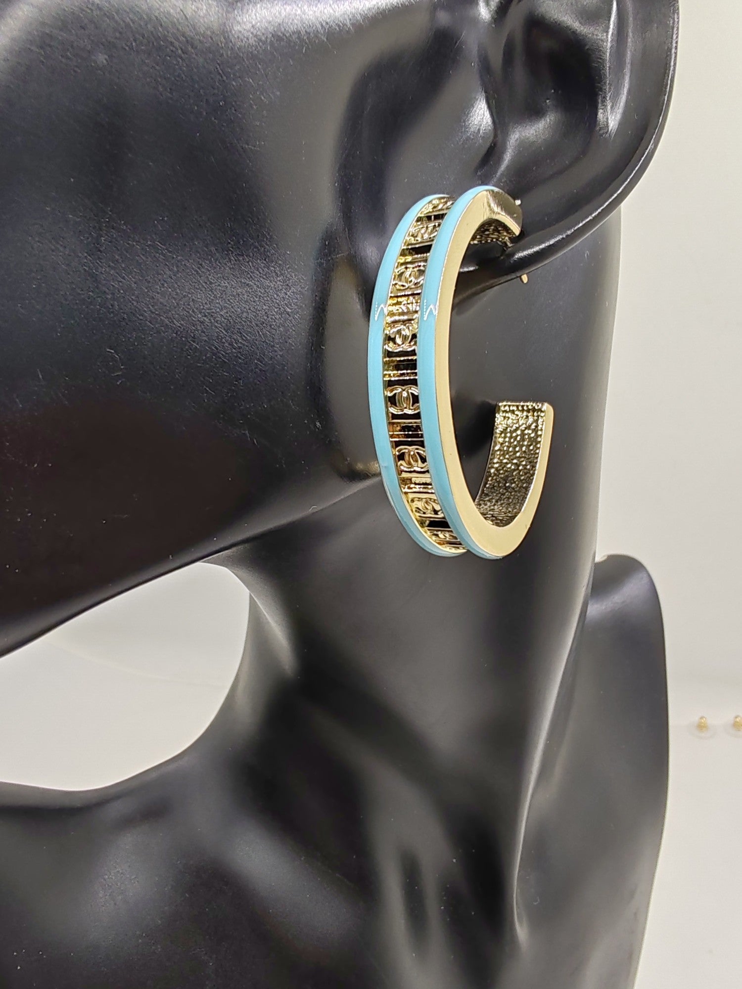 18K  Chanel Blue Resin Earrings