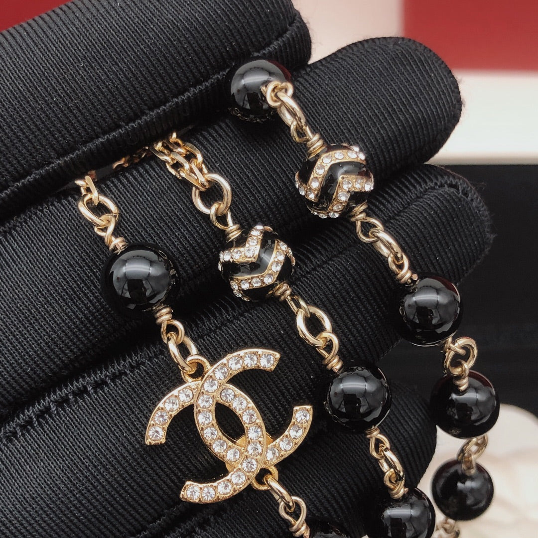 18K  Chanel Black Pearls Necklace