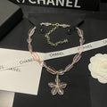 18K  Chanel 26C Pink Crystal Flower Necklace