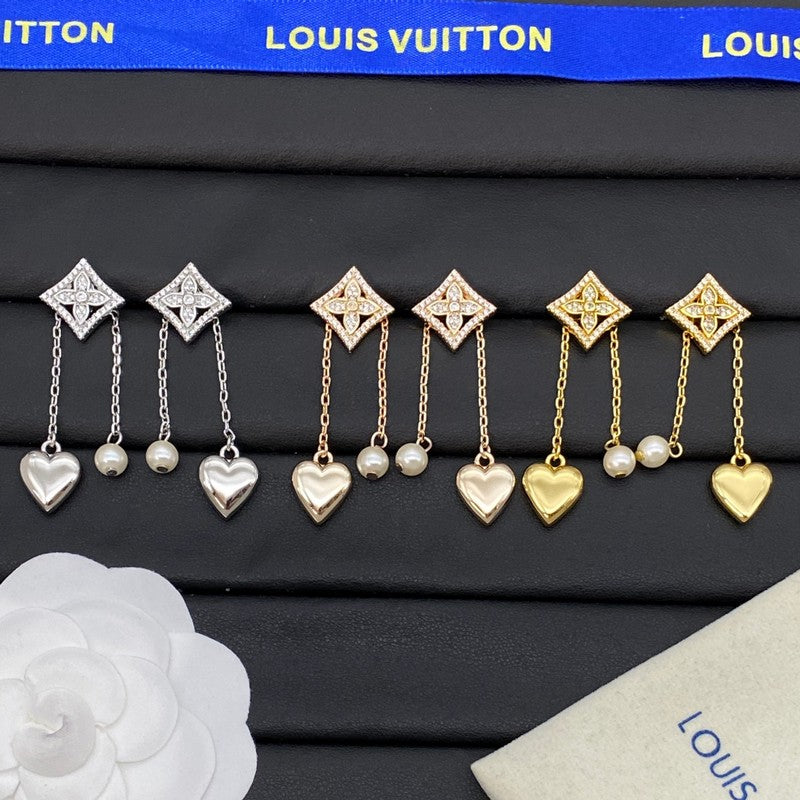 18K Louis Vuitton Pearl Diamond Drop Earrings
