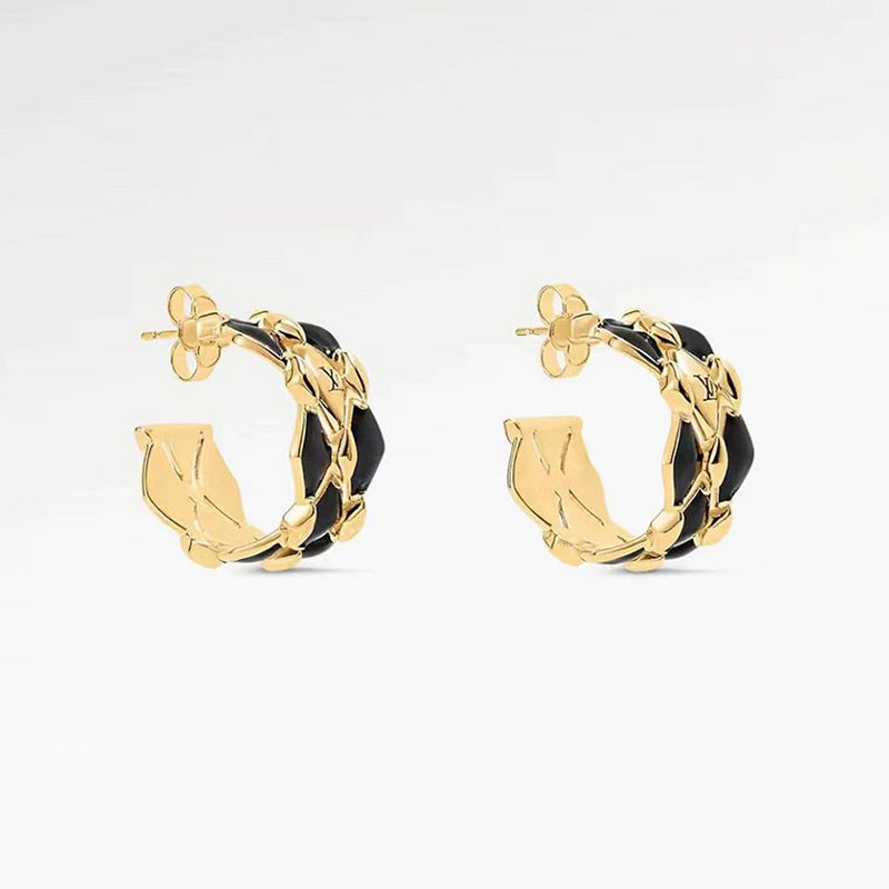 18K Louis Vuitton Leather Earrings