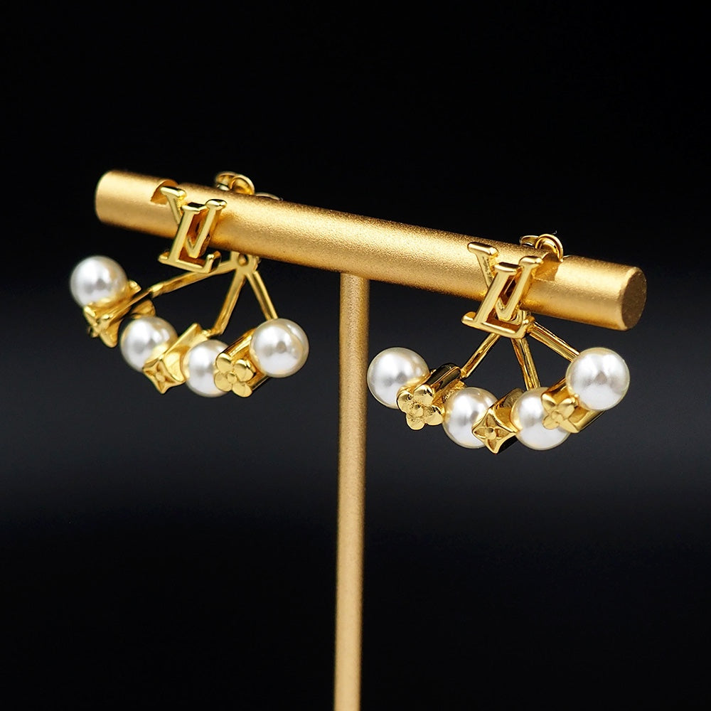 18K Louis Vuitton Monogram Pearls Earrings