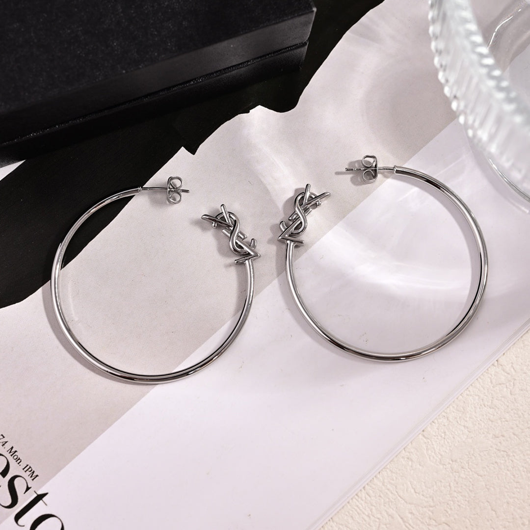 18K YSL Circle Gold Earrings