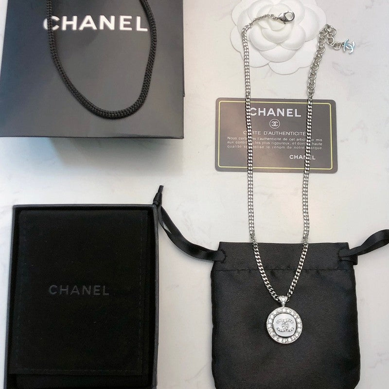 18K  Chanel Black & White Diamond Gold Necklace