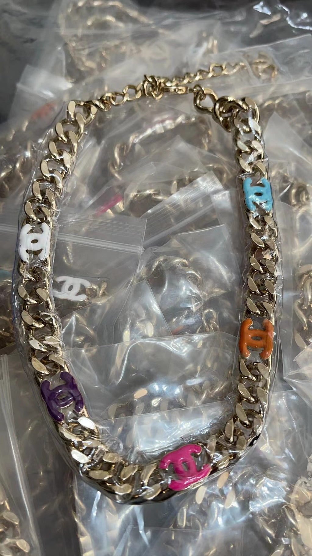 18K  Chanel Color Logo Chain Necklace