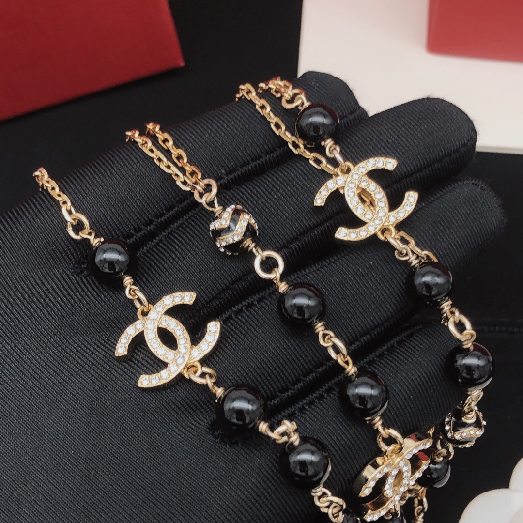 18K  Chanel Black Pearls Necklace