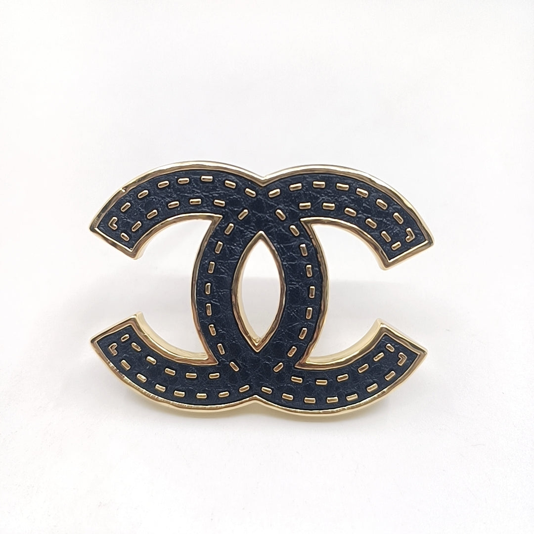 18K  Chanel Black Brooch