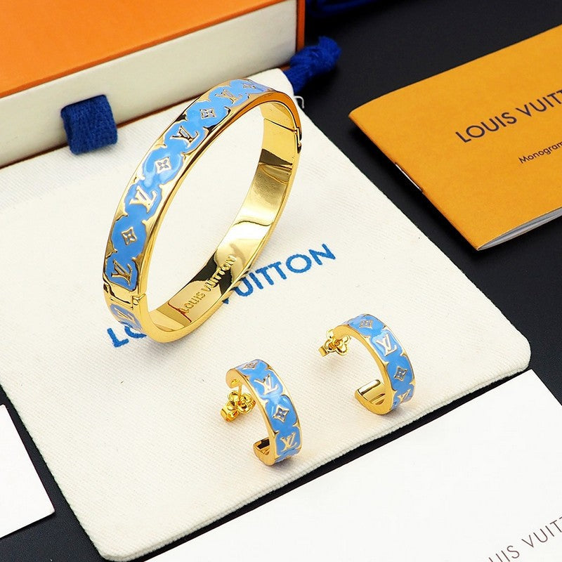 18K Louis Vuitton Nanogram Enamel Earrings
