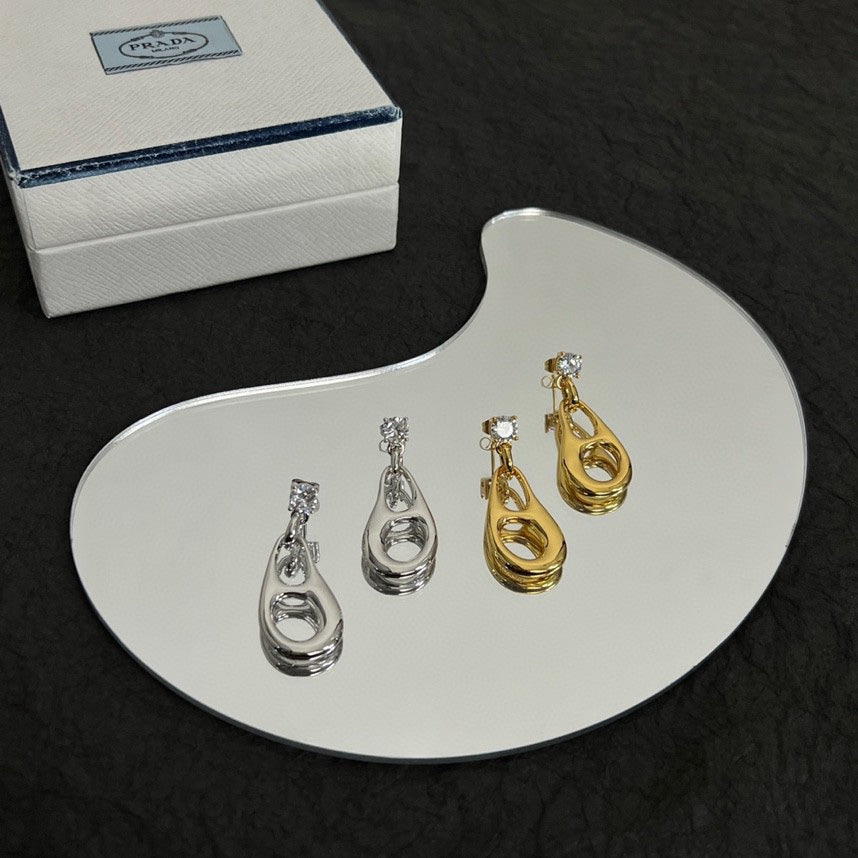 18K Prada Inverted Triangle Earrings