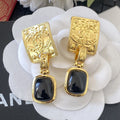18K  Chanel Black Crystal Earrings