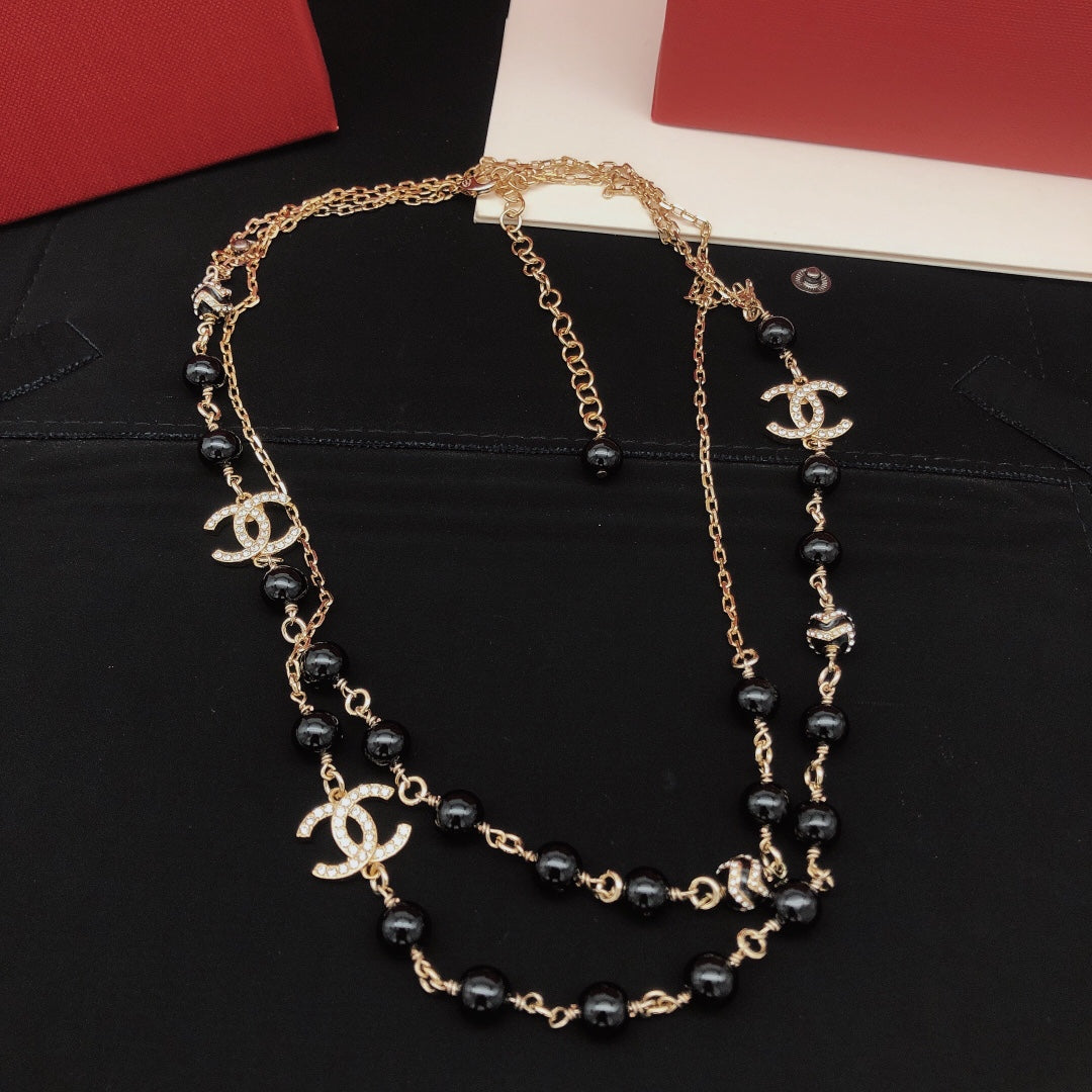 18K  Chanel Black Pearls Necklace