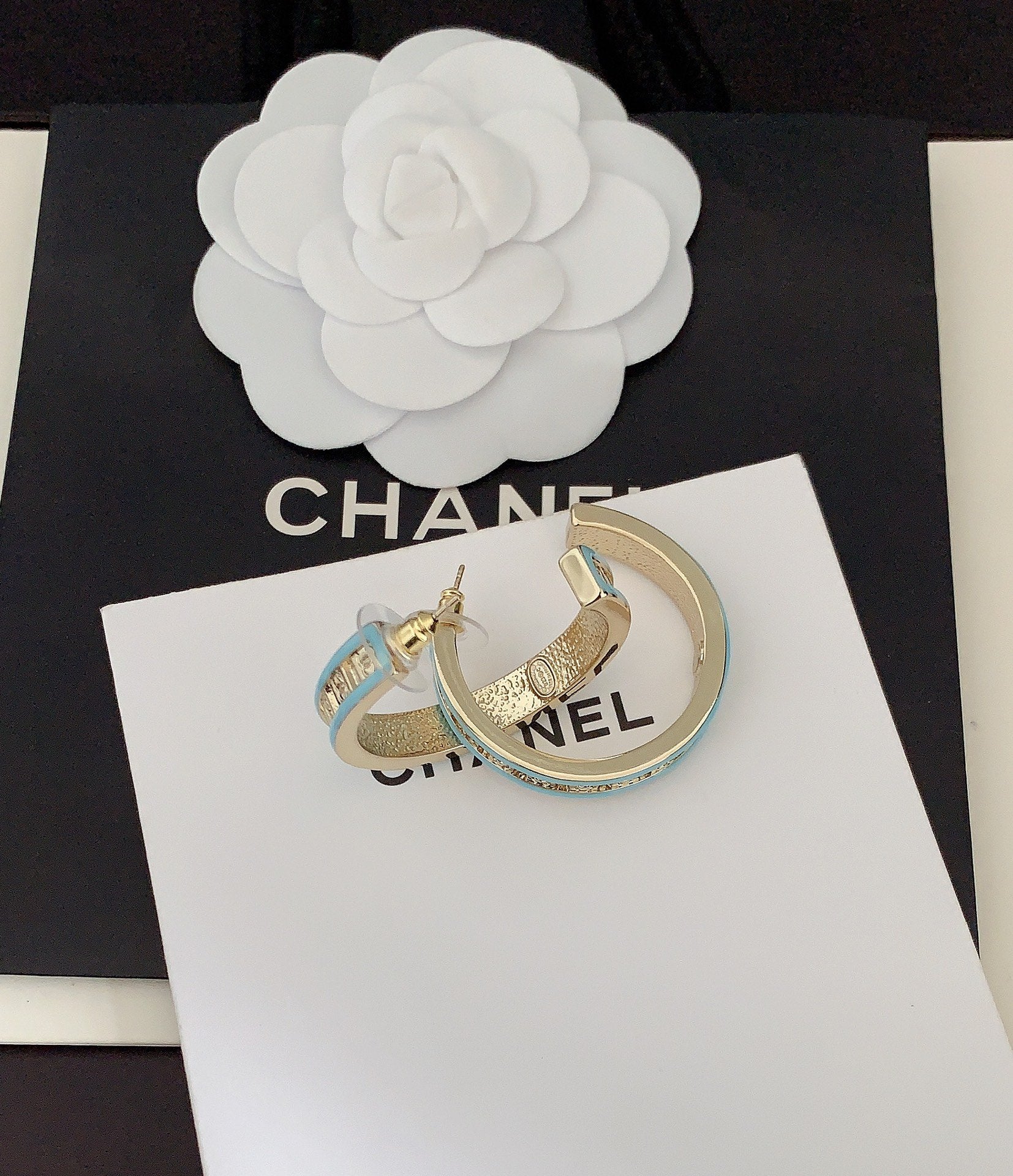 18K  Chanel Blue Resin Earrings