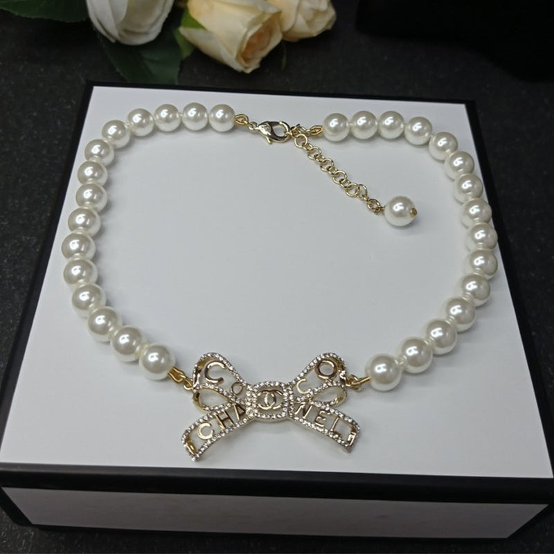 18K  Chanel Bow Pearl Necklace