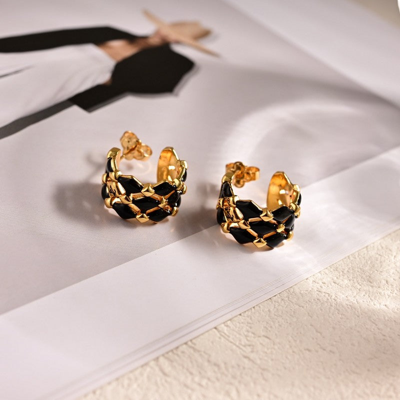 18K Louis Vuitton Leather Earrings