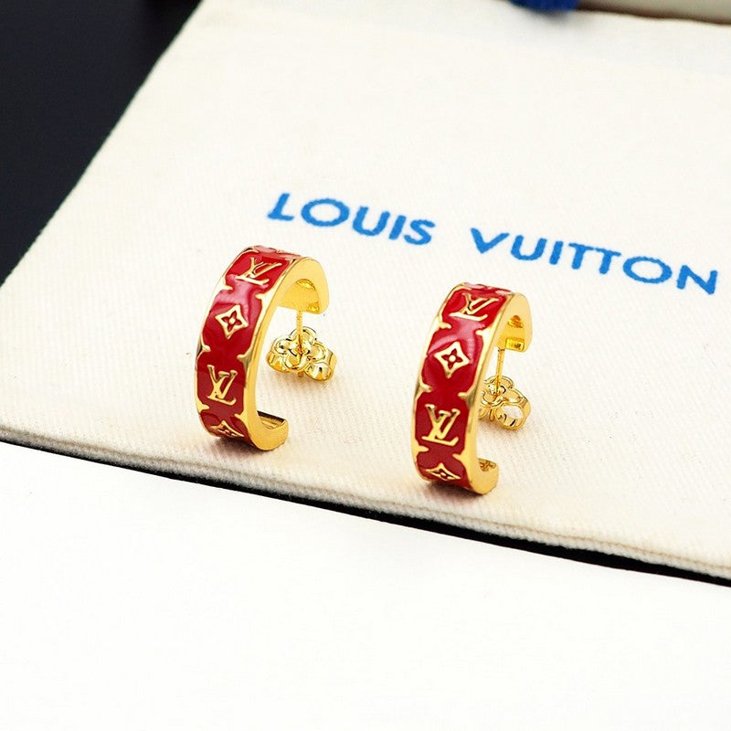 18K Louis Vuitton Nanogram Enamel Earrings