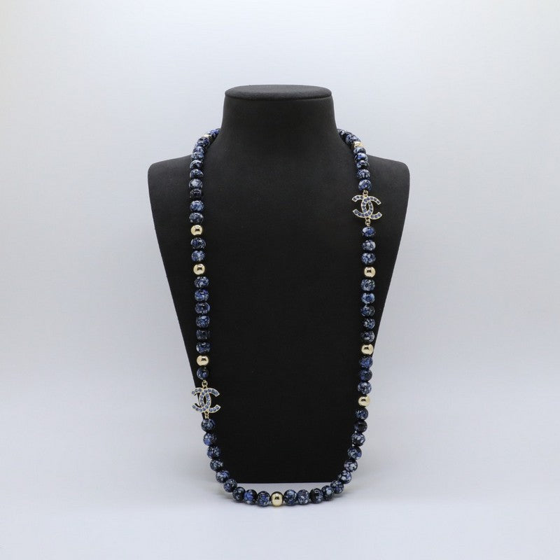 18K  Chanel Black Pearl Long Necklace