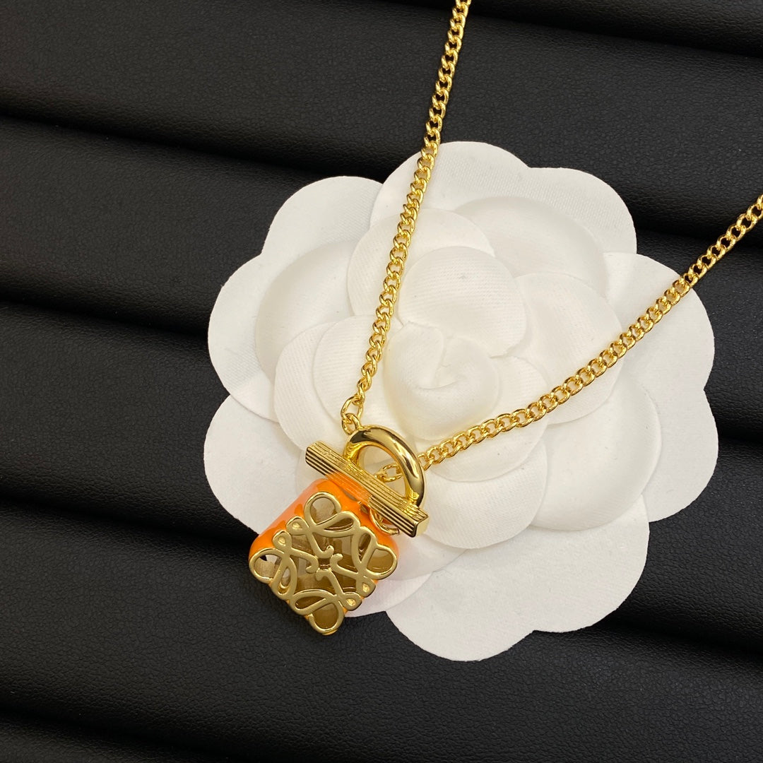 18K LOEWE Anagram Pendant Necklace